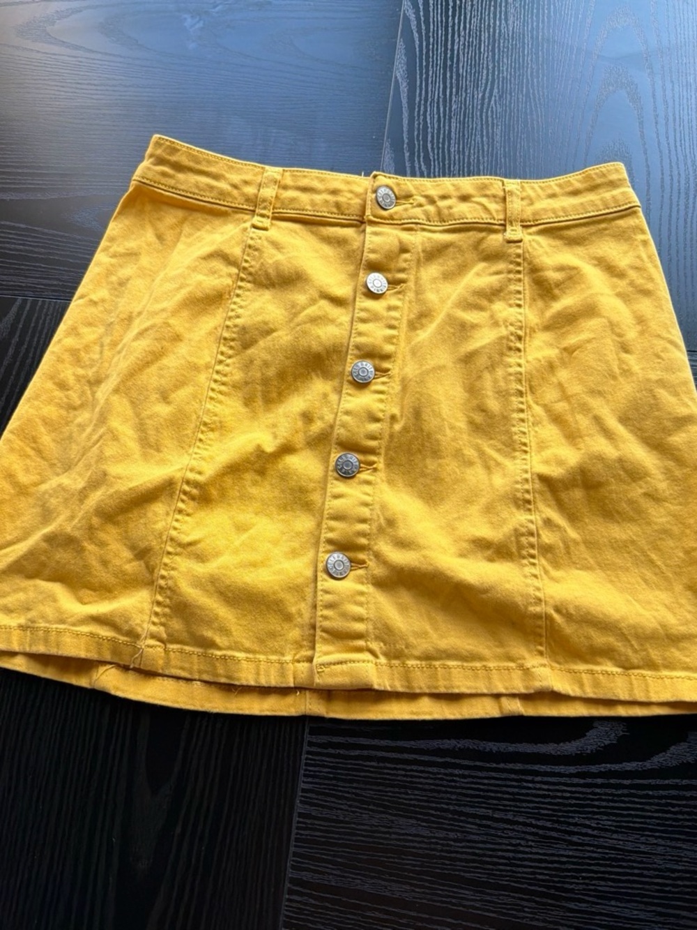 Celebrity Pink Yellow Button-Front Mini Skirt